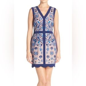 GREYLIN Embroidered Mesh Sheath Dress (Nordstrom) Blue